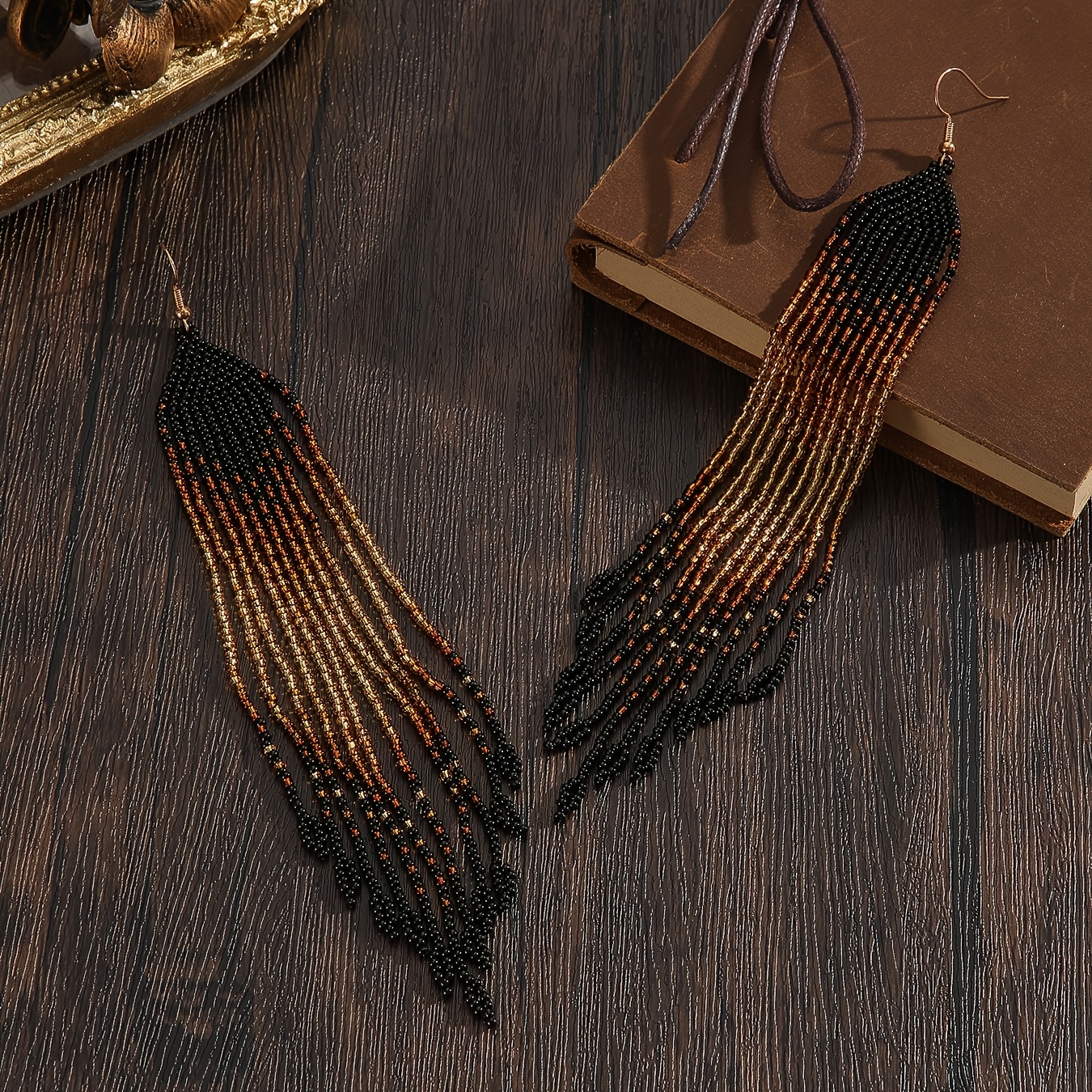 2pcs Vintage Bohemian Beaded Earrings with Tassels